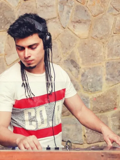 Behind the decks at Lord of the Drinks in Connaught Place, New Delhi. A classic shot that captures my focus and dedication to the craft.