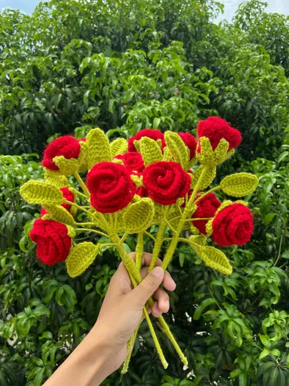 My new multi-head rose stems, where each stem has three beautiful red blooms.