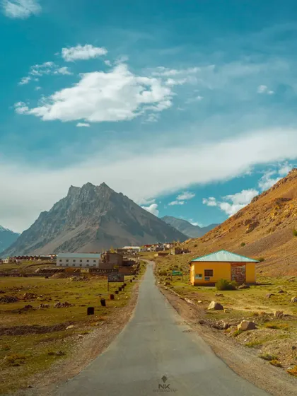 The road ahead. I use leading lines to draw the viewer into the frame, creating a sense of journey and anticipation. This shot captures the remote beauty of a Spiti village.