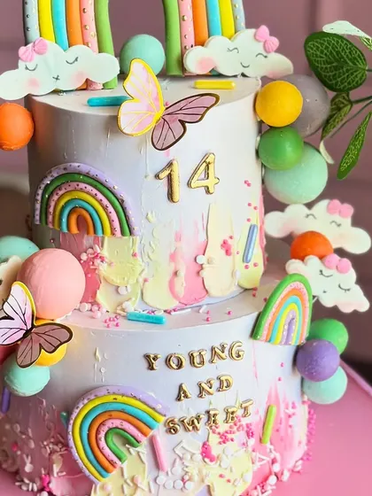Bright, bold, and baked to perfection. Our rainbow cakes are a celebration in every slice, layered with color, joy, and whimsical details like clouds and butterflies.
