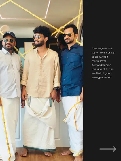 Beyond his work, Afthab is our go-to Bollywood music lover, always keeping the vibe at work chill and full of good energy.