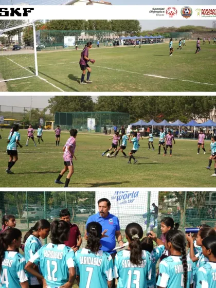 Action from the U-15 girls' football matches. We are committed to providing girls with equal opportunities to excel in sports.