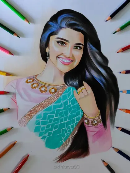 A colored pencil drawing of the talented actress Anupama Parameswaran. I focused on her bright smile and the beautiful colors of her saree.