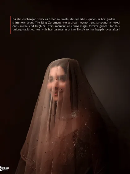 A smiling bride, Ekta, seen through her veil, capturing a moment of pure joy during her Roka ceremony with Ashutosh.