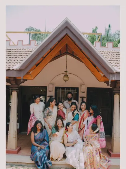A duplicate of the happy group photograph with family and friends.