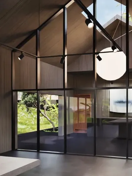 This series of renders explores the artist's residence, inspired by traditional Indian courtyard homes ('thotti mane'). The design features a concrete shell, an open-to-sky courtyard, and an agarbatti niche, fusing modern form with sensory, traditional details that connect the space to both culture and nature.