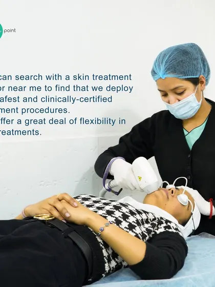 A client receiving a laser treatment. We deploy the safest, clinically-certified procedures and offer flexibility to meet your needs.