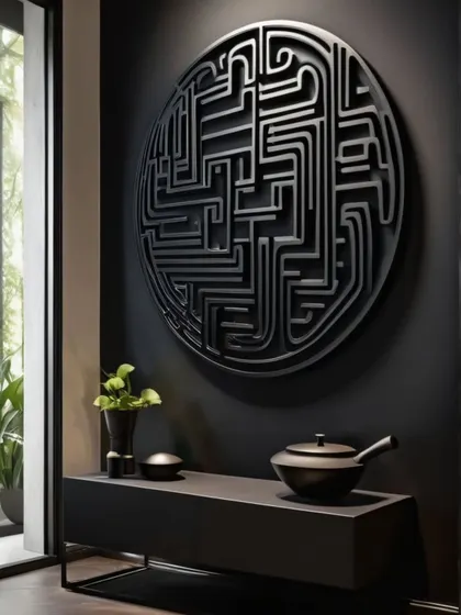Beyond paintings, we also create stunning mandala sculptures from materials like wood and metal. These three-dimensional pieces add texture and a powerful focal point to minimalist or modern interiors.