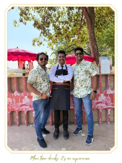 Our bartenders in casual, tropical attire for a relaxed brunch party, showing our versatility in dressing for the occasion.