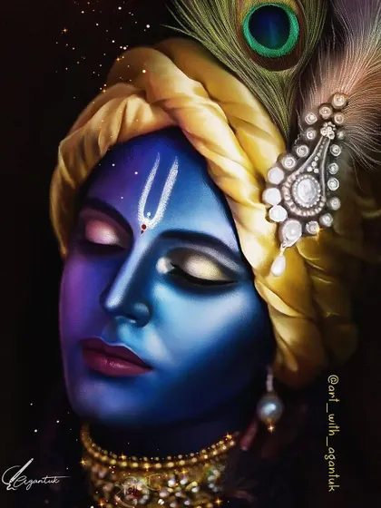I wanted to capture the serene and divine presence of Lord Krishna in this digital painting. I spent a lot of time on the soft lighting, the rich blue skin tone, and the intricate details of the peacock feather and jewelry, aiming for a piece that feels both peaceful and powerful.