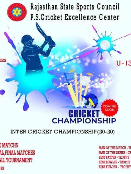 A vibrant poster for the U-13 Inter Cricket Championship. We make sure our tournaments are exciting events for the players.