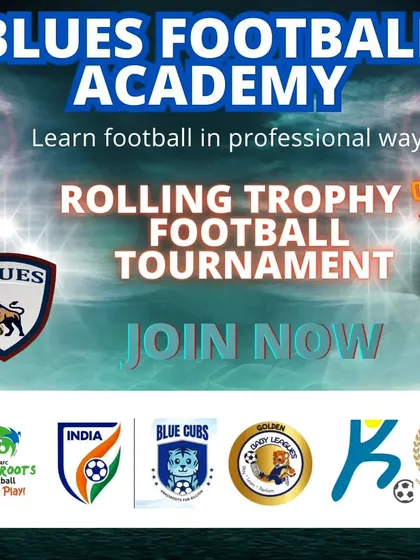A general "Join Now" poster for our Rolling Trophy Football Tournament, showcasing our affiliations with AIFF, KSFA, and other bodies.