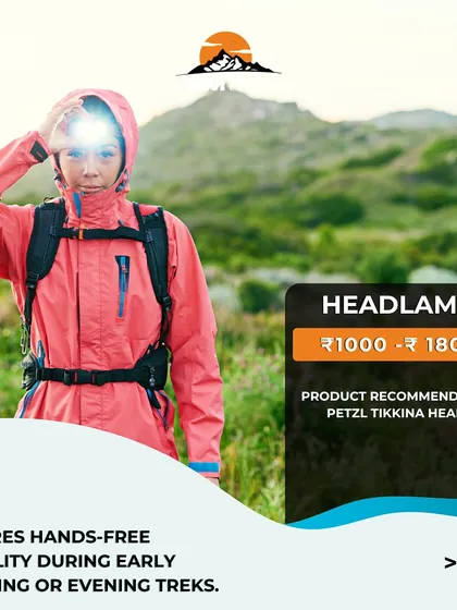 Winter trek essential: A headlamp. It's crucial for hands-free visibility during early morning summit pushes or around the campsite at night.
