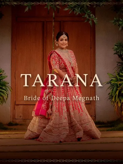 A beautiful portrait of my bride, Tarana. She trusted me with all her looks, and her final bridal look in this gorgeous lehenga was breathtaking.