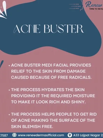 Key benefits of our Acne Buster treatment include hydrating the skin for a rich, shiny look and clearing the skin's surface for a blemish-free appearance.