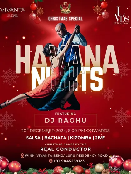 The official poster for our Christmas Special Havana Nights, complete with festive games and a great DJ lineup.