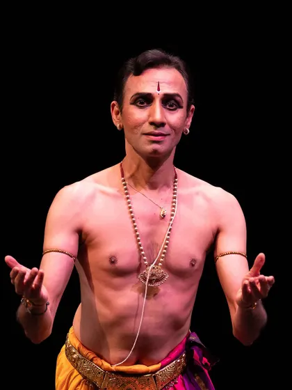 A close up shot capturing the expressive quality of my performance at the Smaran Dance Festival. Through facial expressions and gestures, I aim to bring the characters and their stories to life for the audience.