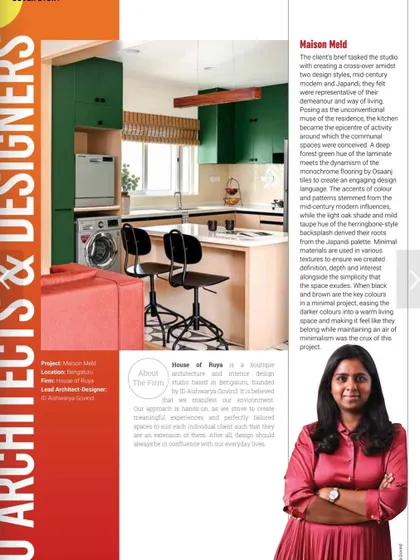 Our feature in the magazine, showcasing one of our residential projects. The article discusses our design approach and our belief that every space should be an extension of the client's individual taste.