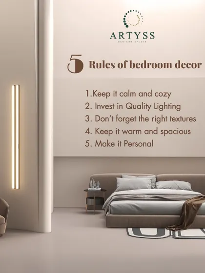 Here are 5 simple rules for bedroom decor. Keep it calm and cozy, invest in quality lighting, use the right textures, keep it spacious, and most importantly, make it personal.