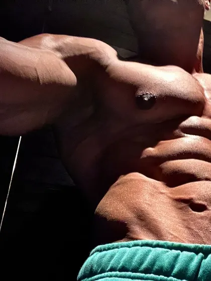A powerful shot of my core, proving that consistent grinding always leads to visible results.