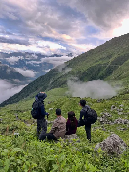A group enjoying the view on the Yulla Kanda trek. It's a journey of both adventure and spirituality.