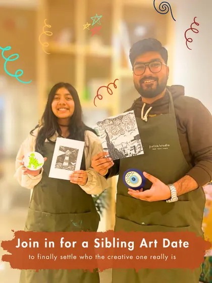 Our Rakhi special, a sibling art date. It's a fun way to spend quality time together and finally settle who the creative one in the family really is.