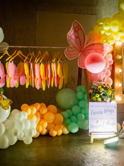 A 'dress-up' corner where little guests could pick out their own fairy wings to wear for the party.