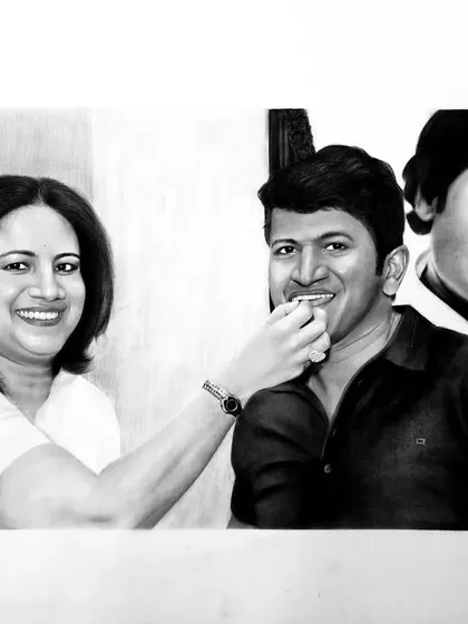 The final, completed composite drawing, a heartfelt tribute to a beloved family.