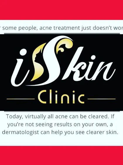 An informational graphic explaining that professional dermatological help is key when over-the-counter acne treatments fail. We emphasize that virtually all forms of acne can be cleared with a proper diagnosis and treatment plan.