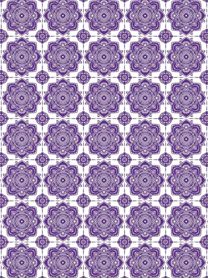 A calming mandala pattern in a deep purple. This symmetrical design is perfect for creating a peaceful and meditative atmosphere in your space.