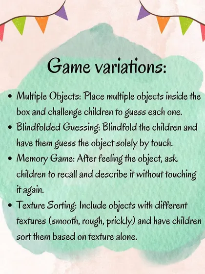 What's in the mystery box? This sensory game encourages children to use their sense of touch to identify objects from nature, developing tactile awareness and curiosity.