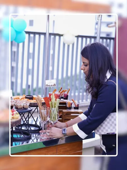 A guest helps herself to our appetizer bar. We love seeing people enjoy the food we've passionately prepared and presented.