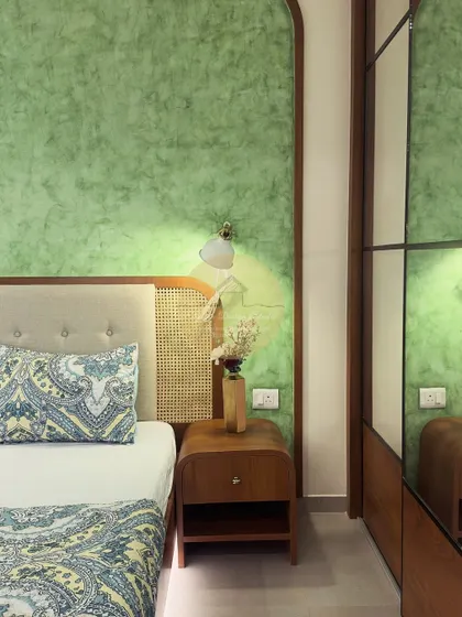 A collection of our bedroom designs, showcasing various styles from modern minimal to ethnic traditional. Each space is crafted to be a unique sanctuary, featuring custom furniture, layered lighting, and thoughtful details.