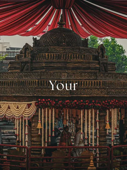 A text overlay on a photo of a traditional mandap, emphasizing the importance of creating a beautiful and meaningful celebration.