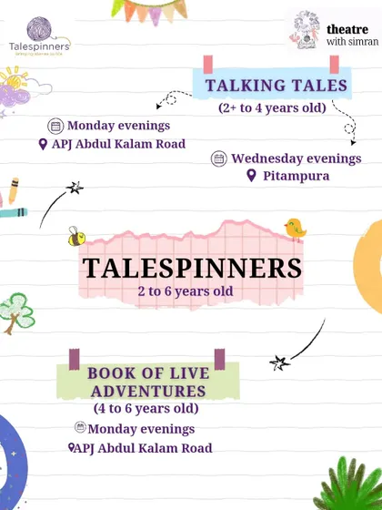 An overview of our "Talespinners" programs for ages 2 to 6, including "Talking Tales" and "Book of Live Adventures."