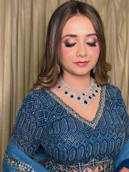 The complete eye look, showing the beautiful blending and soft shimmer that catches the light.