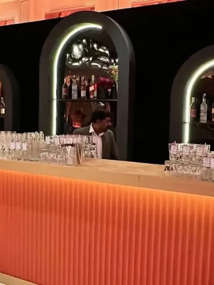 Another angle of the sleek orange and black bar, ready for the party.