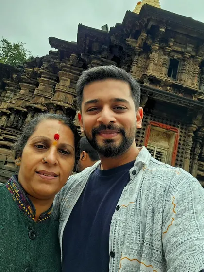 With my Aai at the Mahalaxmi temple in Kolhapur. These moments of travel and spirituality are very precious.