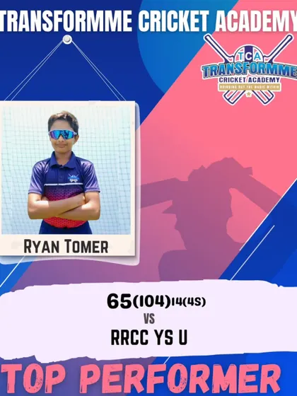 Ryan Tomer, who scored a brilliant fifty in the same match against RRCC YS U.