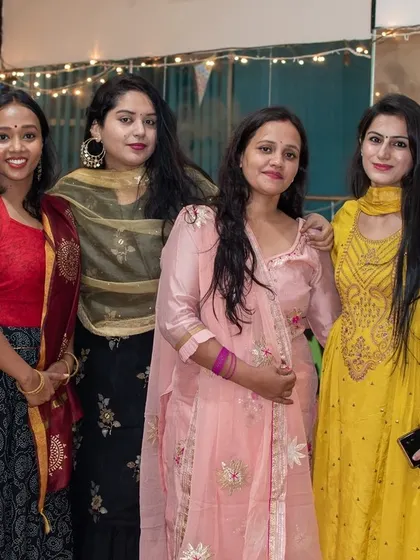 A group of our lovely members dressed in beautiful traditional wear for the Diwali party.