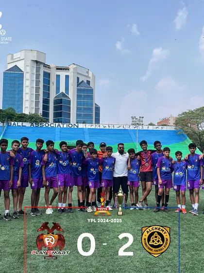 A tough end to an incredible journey. Our team stands with the runners-up trophy after the YPL final. We showed heart and grit until the very end.