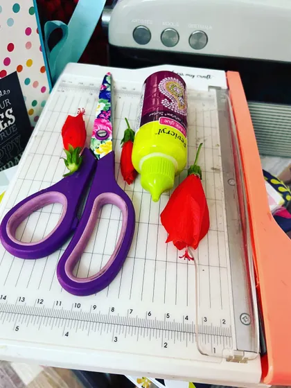 Happy crafty Dussehra to everyone. This photo shows our tools of the trade, blessed and ready for another year of creating beautiful things for you.
