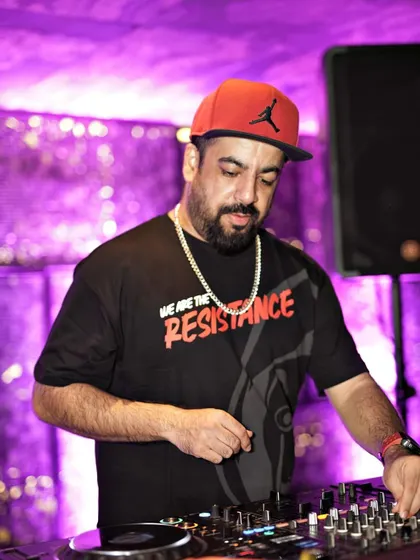 On the decks at Kaze, wearing my 'We Are The Resistance' tee, ready to make the crowd move.