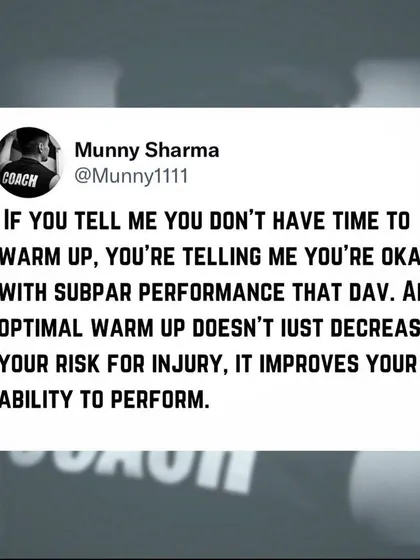 If you tell me you don't have time to warm up, you're telling me you're okay with subpar performance and a higher risk of injury. An optimal warm-up is non-negotiable for serious training.