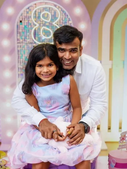A beautiful father and daughter portrait from an 8th birthday party. We take the time to capture individual moments between the birthday girl and her parents.
