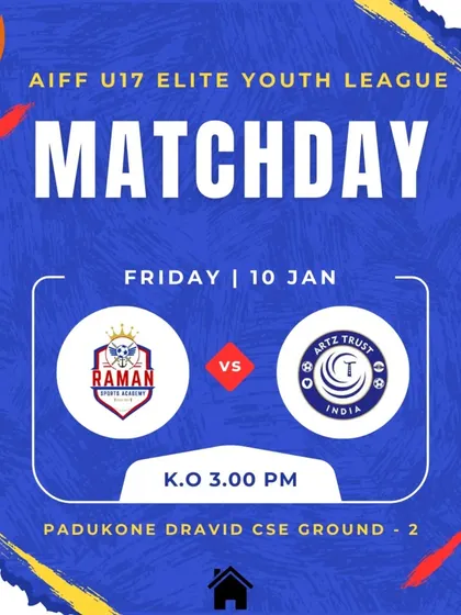 Home matchday announcement for our U17 team against Artz N India.