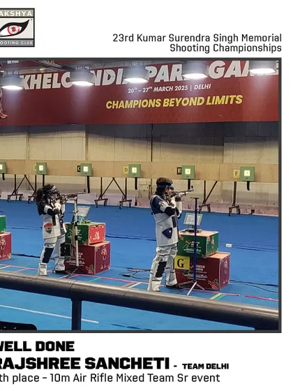Rajshree Sancheti in action during the bronze medal playoff match at the KSS Shooting Championships.