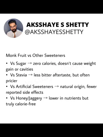 How does monk fruit compare to other sweeteners? It's zero-calorie unlike sugar, has less of a bitter aftertaste than stevia, and is of natural origin compared to artificial sweeteners. It's a great tool for managing sugar intake.