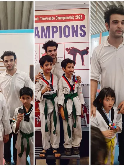 A collage from the 8th Open State Taekwondo Championship, showcasing our champions on the podium.
