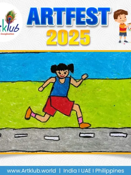 A junior artist's simple and sweet drawing of a girl running on a track.